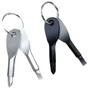 2PCS Portable Screwdriver Keychain - Compact EDC Multi-Tool with Flat Head, No Assembly Required, Durable Metal Construction for Outdoor & Everyday Use, Screwdriver for Screws, Screwdrivers for Screws