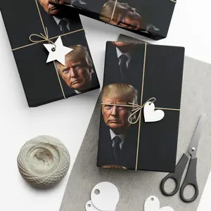 Trump Wrapping Paper Funny Dark Background President Trump Portrait gag gift Suit Ties Political Gift Wrap Republican Gift Democrat , Best of gift, Meaningful gift,Wrapping Paper 2025.(Get 1 paper cutter when buying any 5 rolls)