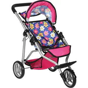 Baby Doll Stroller Gift for Kids, Toy Doll Stroller with Adjustable Canopy & Storage Basket Push Pram for Dolls - Foldable Doll Stroller for Pretend Play Dolls Accessories