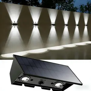 Outdoor Solar Fence Light, Wall Lamp, Pathway Light, Waterproof Design, Dual Warm and Cold Light, LED Color Adjustable, Garden Lighting, Outdoor Solar Lights