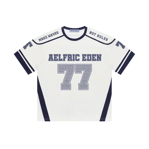 Aelfric Eden 77 Blokecore Oversized Unisex Football Jersey - Lightweight Vintage Graphic Breathable Athletic Top, Fashion Jersey Shirt, Sports Tee, Men's Summer Streetwear, Back to School Outfit, Fashion Jerseys
