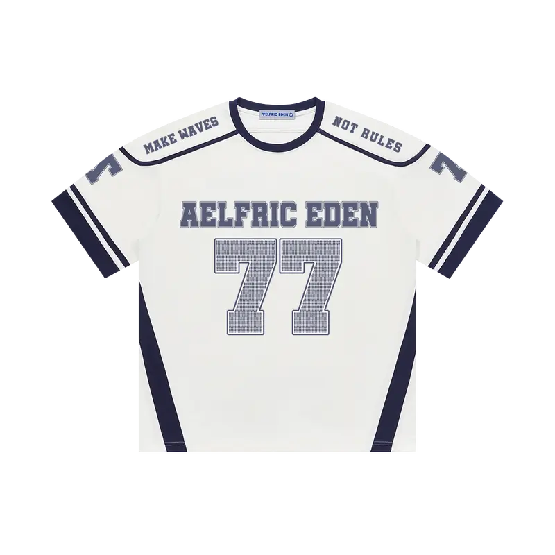 Aelfric Eden 77 Blokecore Oversized Unisex Football Jersey - Lightweight Vintage Graphic Breathable Athletic Top, Fashion Jersey Shirt, Sports Tee, Men's Summer Streetwear, Back to School Outfit, Fashion Jerseys