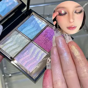 HERORANGE 4-Color Cosmetic Eyeshadow Palette - Color-Changing, Long-Lasting, Non-Fading Matte & Shimmer Finishes, Includes Blush, Highlighter, Ideal for Parties, Night Events