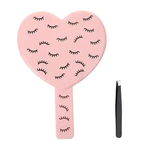 Heart-Shaped Travel Handheld Makeup Mirror with Eyebrow Tweezers, Portable Mini Cosmetic Mirror for Shaving, Stylish and Functional Design, Travel Hand Mirrors