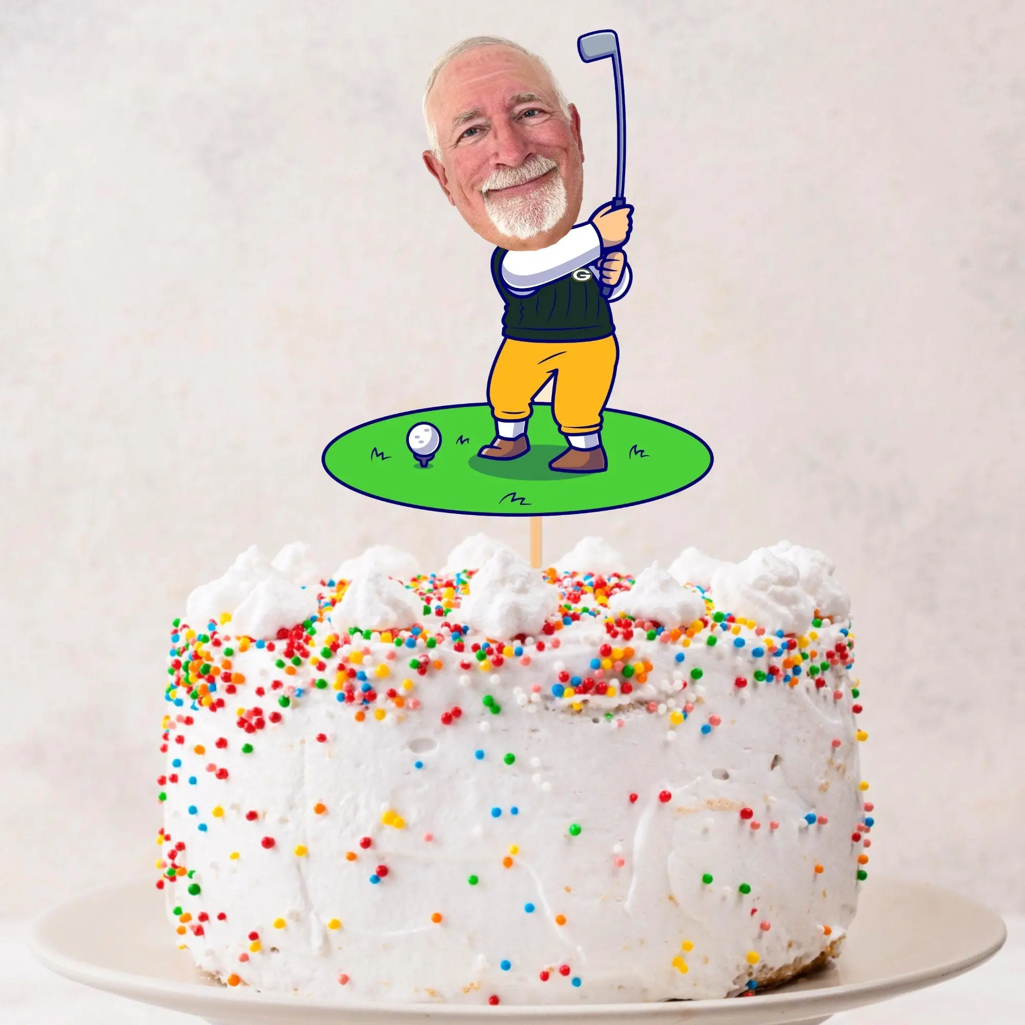 Golf Cake Topper with Custom Photo – Gift for Dad or Him