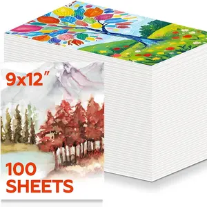100 Sheets Bulk Watercolor Paper, 9 x 12 Inch 140 lb/300 GSM Cold Press Water Color Paper for Kids Adults, Watercolor Drawing Paint Paper for Art Drawing Supplies