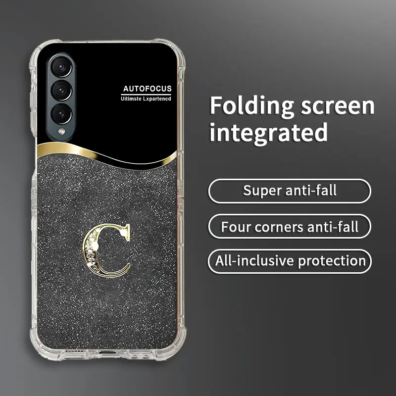 Suitable for [Galaxy Z Fold4] New high-end flashing letters environmentally friendly silicone folding mobile phone case New business simple electroplating silicone mobile phone case Affordable anti-fall and anti-fingerprint 995