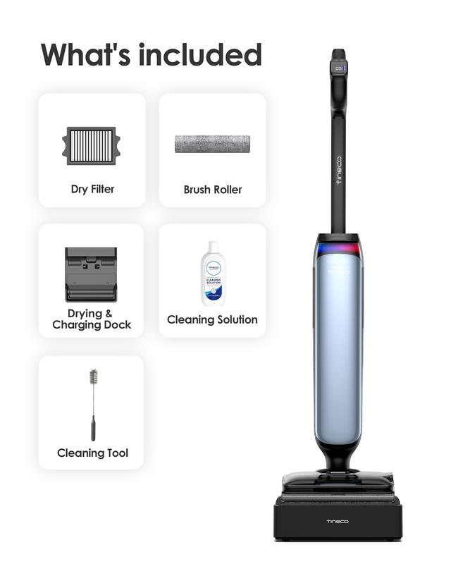 Tineco Floor One S9 Artist Pro Wet Dry Vacuum Cleaner, 22kPa Suction, 360° SmoothDrive, Anti-Tangle Design, 185°F Flashdry, 75 Min Runtime, Dual-Edge Cleaning, 180° Lay-Flat
