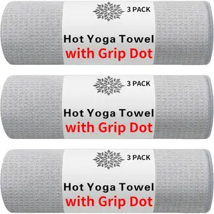 3 Pack Yoga Mat Towels with Grip Dot, Hot Yoga Towel Non Slip Yoga Mat Towel Non-Slip Sweat Absorbent Anti-Slip Yoga Towel for Bikram,Pilates