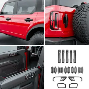 [Fits 21-25 Bronco] 14Pcs Door Handle Cover Compatible with 2021-2025 Ford Bronco Door Bowl Cover (with Smart Hole) ABS Glossy Black Inner Handle Trim Replacement for 2021-2025 Ford Bronco Accessories
