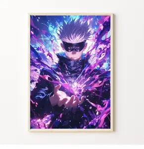 Jujutsu Kaisen Anime Poster - Gojo Satoru Energy Blast Wall Art - Home Decor