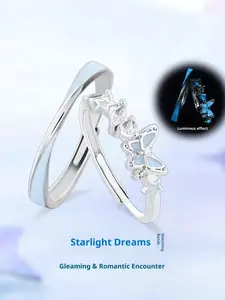 Star River Mobius Night Glow Butterfly Couple Rings, Unique Design, High-End Luminescent Matching Rings, Perfect for Couples