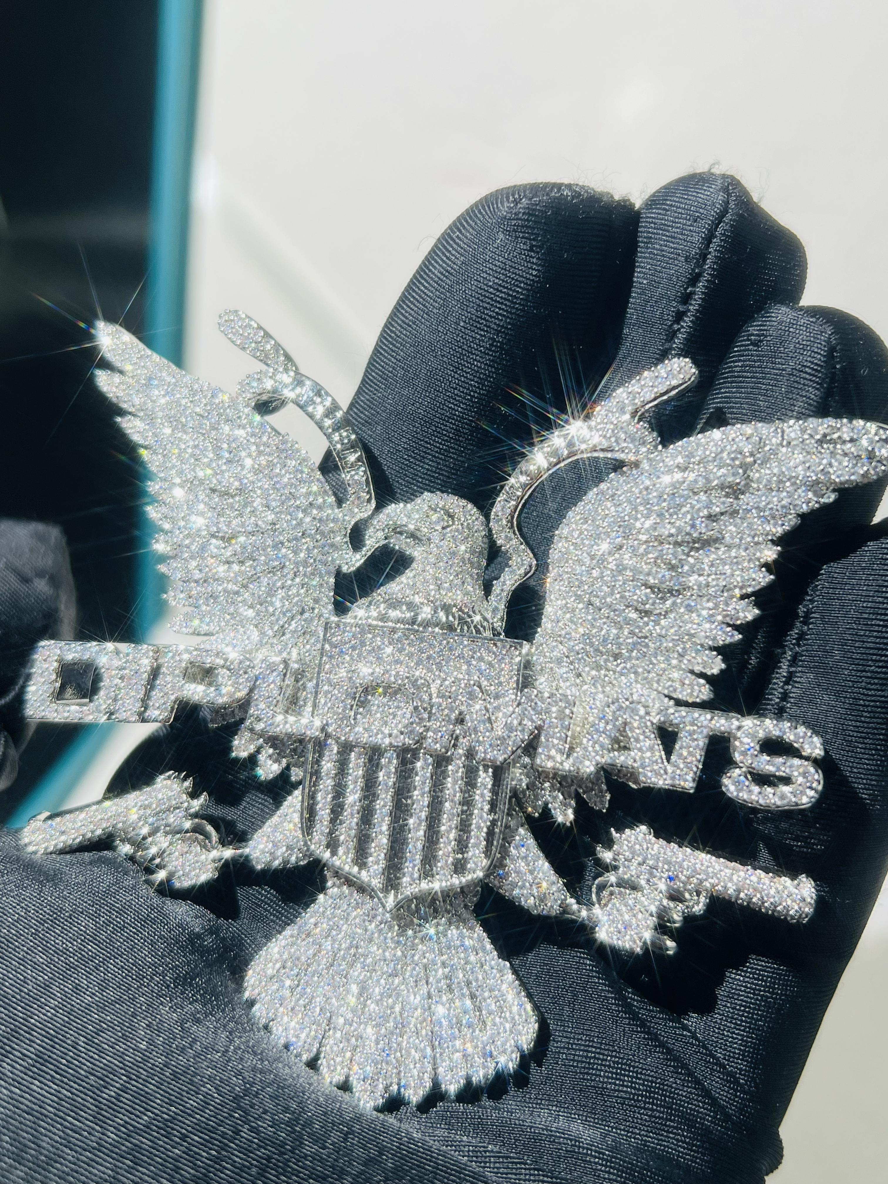 Luxury Desert Eagle Customized Ice Diamond Pendant, High Quality Rose Gold Plated Hip Hop Pendant for Men and Women, Party Wear, Nickel Free, Lead Free, Large Party Wear, Hip Hop Gift