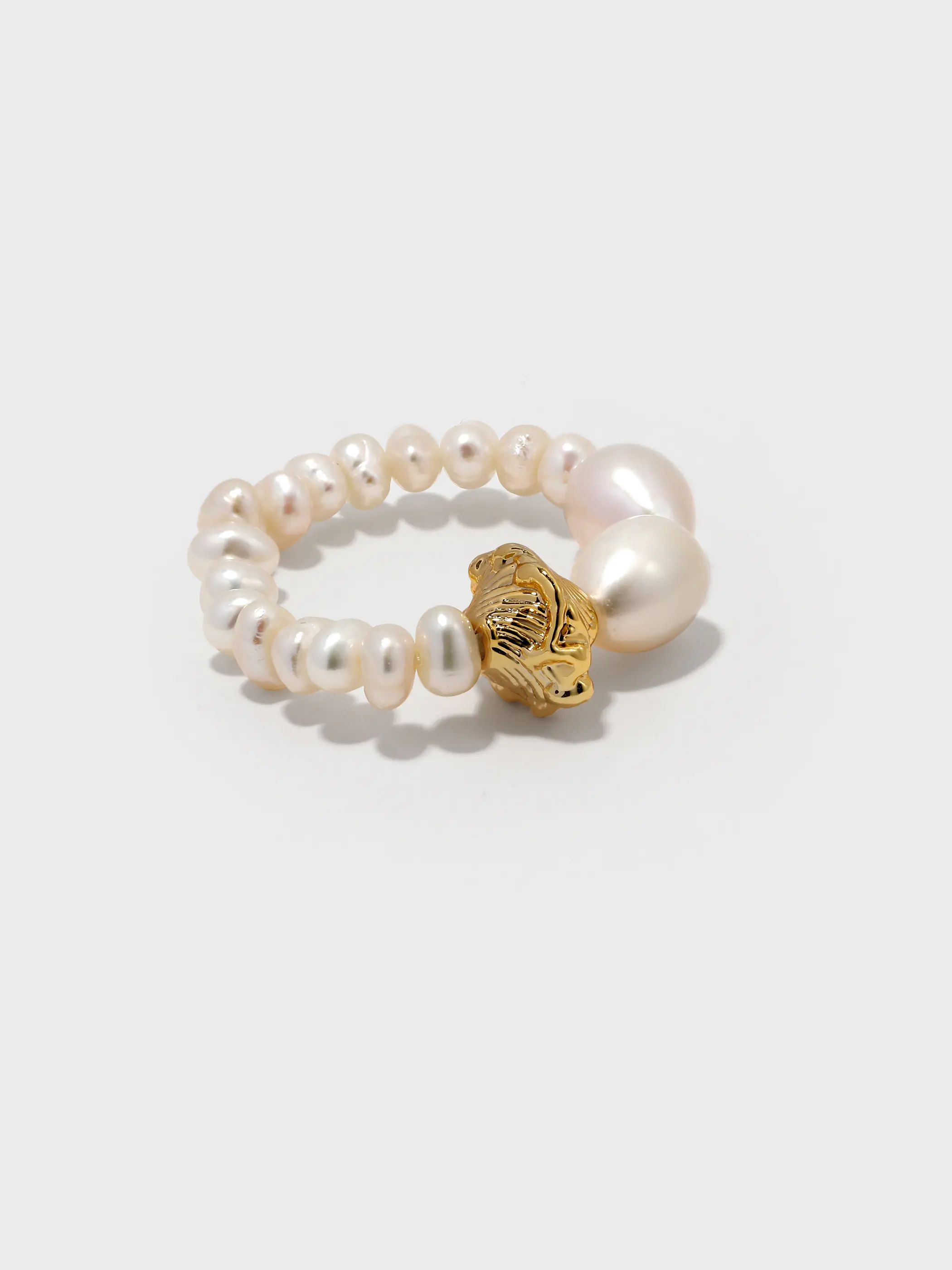 Baroque Freshwater Pearl Elastic Ring Birthstone Jewelry