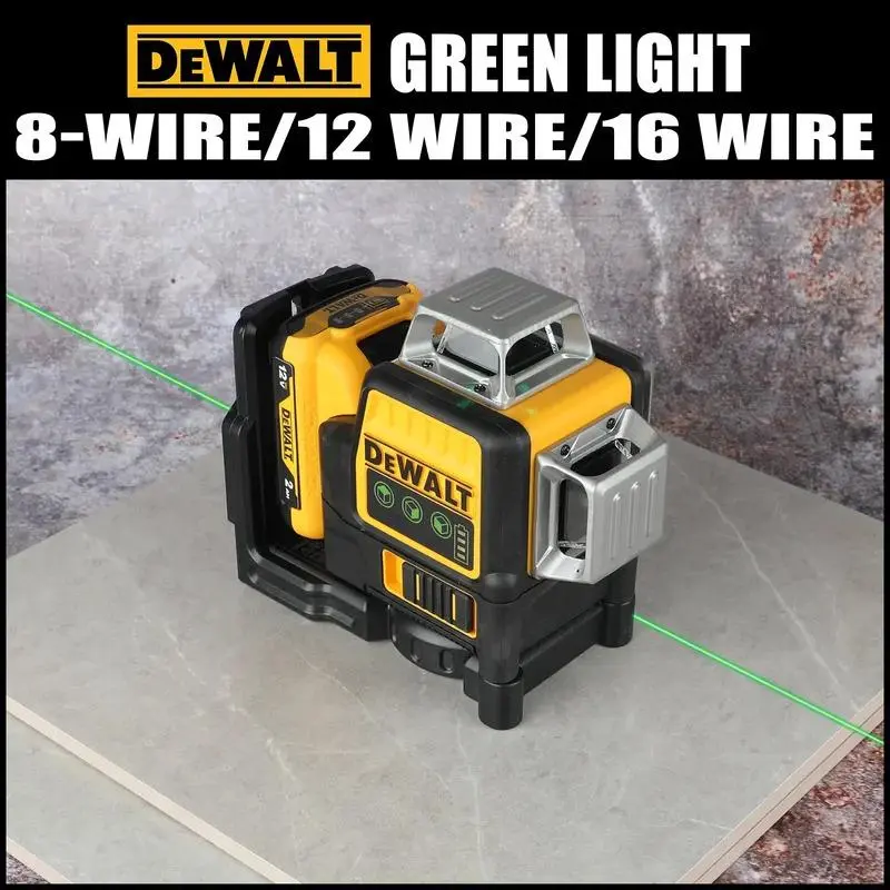 Dewalt DW089LG 12v 12 Line Laser Level Unit 3 Sides 360 Degree Vertical Self Levelling Green Professional Laser Level for Precision Measurements