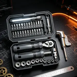 【Father's Day Gift】METOXA 41pc Heavy-Duty Stubby Ratchet & Bit Set, Close-Quarters Offset Driver Extension, Premium EDC Mechanics Gear Kit for Tool Men #Summervibes