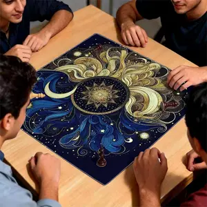 Cosmic Moon Mandala Design Tarot Tablecloth, 1 Count Tarot Card Reading Tablecloth, Witchcraft Rituals Astrology Games Room Setup Spiritual Mystical Sacred Space Party Gifts for Tarot Fans, Tarot Enthusiasts Practices