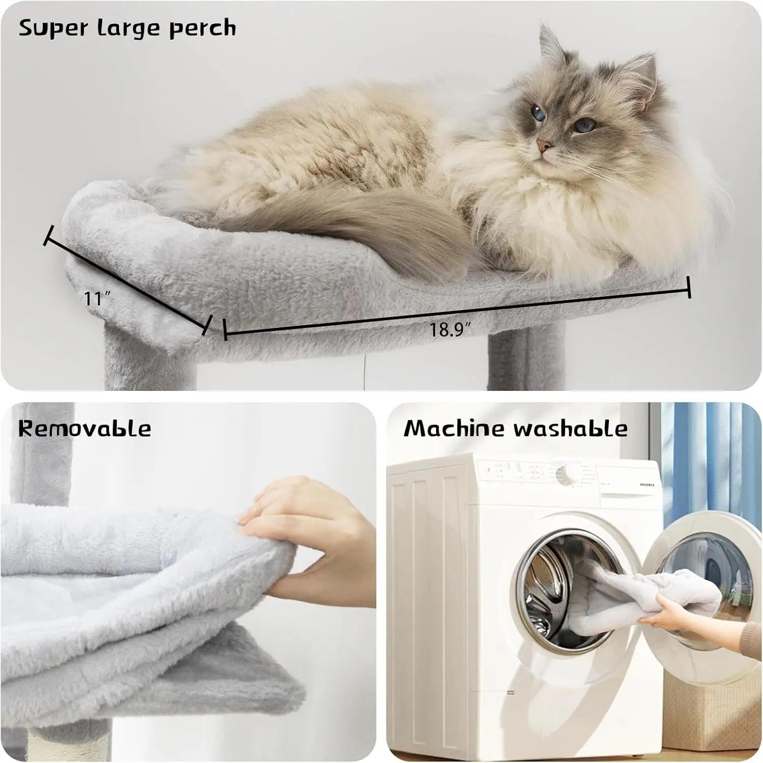 [New Arrivals] Large Multi Level Cat Tree US in Stock Removable Washable Perch Sisal Rope Scratching Posts