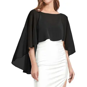 Womens Capelets Shawls and Wraps for Evening Dress Chiffon Capes Wedding Cover Up