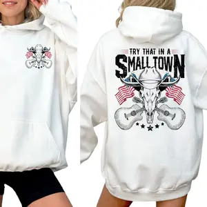 Try That In A Small Town 2 Sided Hoodie, Jasonn Aldeann Shirt, Bull Head Us Flag Tshirt, Gift For Fan, Concert Tour Merch, Country Music Tee, Unisex Sweater Pullover Tee