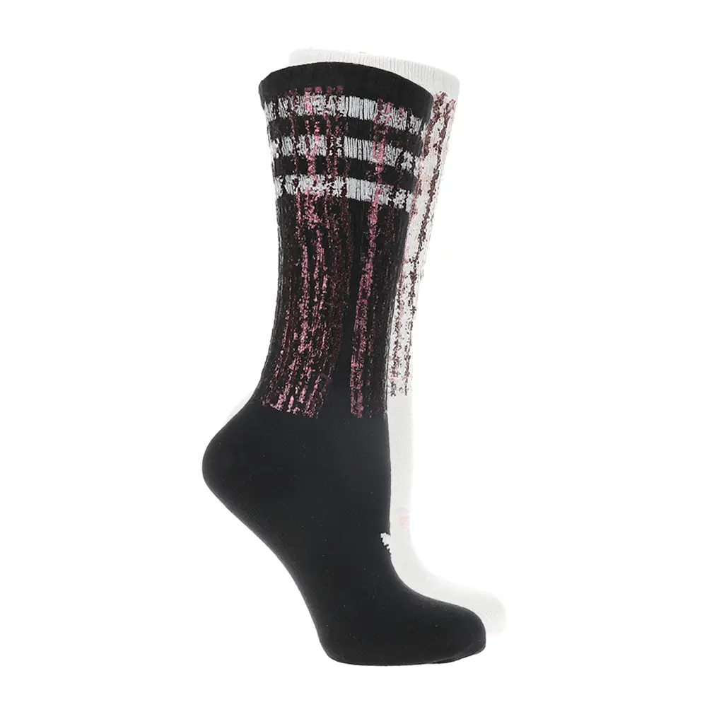 adidas Mens 2-Pack Crew Socks Socks - Black, Pink