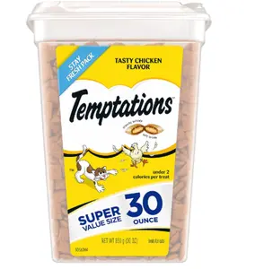 Temptations Classic Crunchy and Soft Cat Treats Tasty Chicken Flavor, 30 oz. Tub