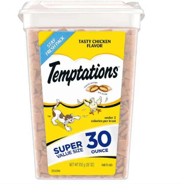 Temptations Classic Crunchy and Soft Cat Treats Tasty Chicken Flavor, 30 oz. Tub