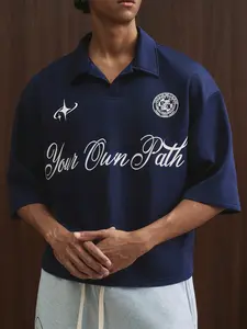 This men's casual Street Style polo shirt features a retro font design and star pattern, making it suitable for everyday wear and a great gift for your husband or boyfriend.