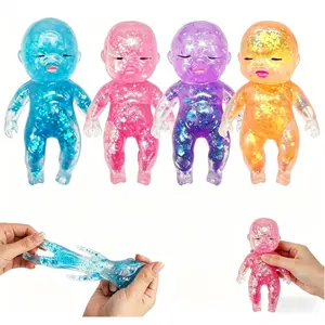 4PCS Glitter Slow Rising Squishy Toys, Sparkle Doll Stress Balls with Sugar Filling, Sensory Fidget for Stress Relief, Soft Calming Squeeze Toy for Adults, Anxiety Relief Fidget Pack