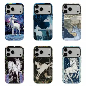 Vintage Art Aesthetic Unicorn Phone Case, Compatible for iPhone 17 16 15 14 13 12 and for Samsung S21-S25, Perfect Gift For Dark Fantasy Style Lover