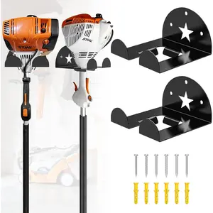 2 Pack Trimmer Rack Tool Hanger for Grass Trimmer, Hedge Trimmer, Wall Weed Eater Hanger Holder Trimmer Tool Organizer Wall (Black)