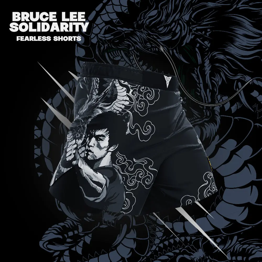 Bruce Lee, Solidarity - Fearless Fight Shorts with Compression Inseam