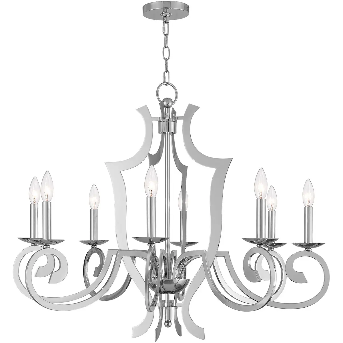 8 Light Polished Chrome Chandelier with Steel base material