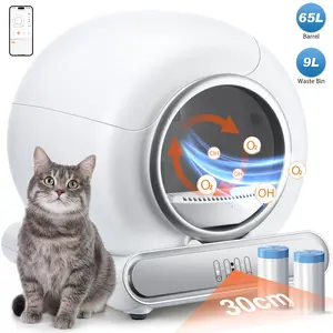 Cat Litter Box Self Cleaning, Automatic Litter Box w/ 2 Roll Liner, APP Control&Health Monitoring, Dual Odor-Removal, Sensor Safety Protection, No Disturb, 18LB Weight Capacity for Multi Cat pellet  litter