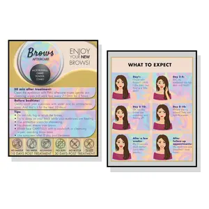 PMU Eyebrow Aftercare Instruction Cards, Microblading Supplies - Size 5.5x4.5 in