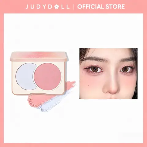 JUDYDOLL Blush Duo, Dual-Color, Two-Tone Blush, Blendable, Highly Pigmented, Makeup, Smooth, Cute & Lightweight, Long-Lasting, Cosmetics, Makeup, Refresh Look, Summerwins
