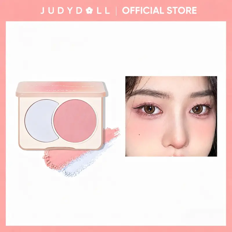 JUDYDOLL Blush Duo, Dual-Color, Two-Tone Blush, Blendable, Highly Pigmented, Makeup, Smooth, Cute & Lightweight, Long-Lasting, Cosmetics, Makeup, Refresh Look, Summerwins