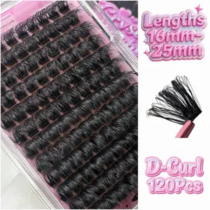 Mega Volume Lash Clusters 16-25mm 300D Soft Fluffy D-Curl Individual Dramatic DIY Eyelash Extensions Lightweight Long Lasting Easy Application for Makeup & Cosmetic Use