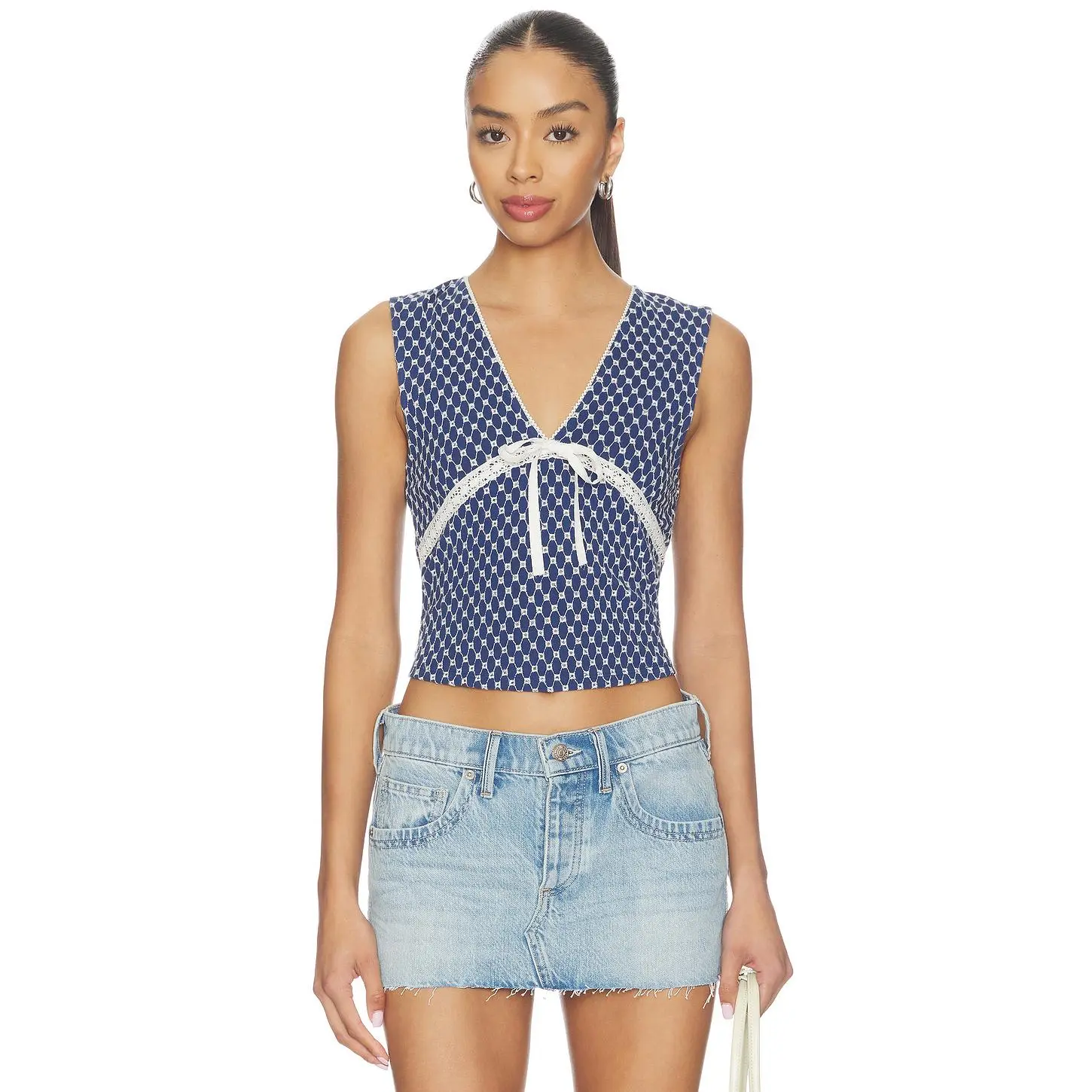 Free People Good Graces Top in Sailor Blue Combo