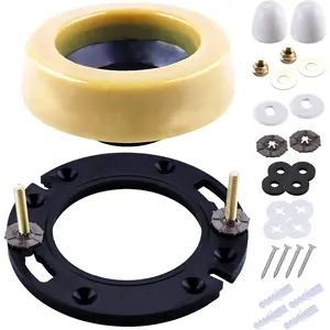 Toilet Flange Extra Thick with Toilet Wax Ring Replacement Kit, Include Wax Ring Bolts PVC Toilet Flange Repair Kit for 3" or 4" Pipes, Fit Toilet Install & Repair