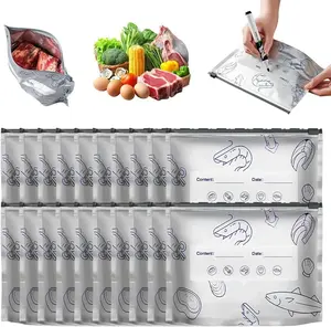30 PCS Reusable Aluminum Foil Zipper Bags - 3 Sizes Freezer Safe Waterproof Food Storage Bags | Airtight Seal Containers for Meat, Vegetables, Snacks & Kitchen Organization