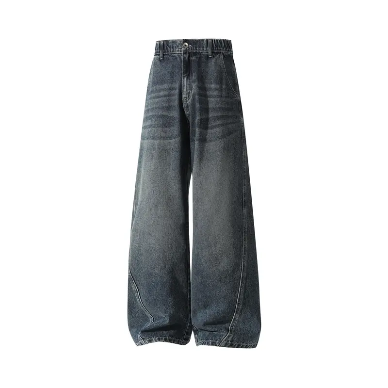 Menswear 3-Pack Men’s Washed Wide-Leg Jeans, Elastic Back Waist, Casual Stylish Loose Straight-Cut Retro Denim Trousers,Trouser Menswear 3-Pack Men’s Washed Wide-Leg Jeans, Elastic Back Waist, Casual Stylish Loose Straight-Cut Retro Denim Trousers,Trouser