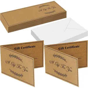 50 Sets   for Business  Blank  Certificate Cards with 50 count Envelopes for Beauty Salon Restaurant Business Birthday Client Wedding 3.9 x 5.9 Inch(Dark Brown,Classic)