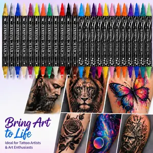 Dual-Tip Tattoo Pen , Temporary Tattoo Markers for Body Paint & Face Paint, Custom Temporary Tattoos for Kids and Adults
