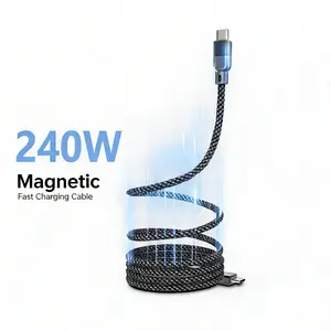 【2026 UPGRATED】Czlife Pro USB-C to USB-C Cable, Magnetic Type-C Fast Charging Cable, Magnetic Car Charging Cable, Compatible with iPhone 17 Pro Max, MacBook Pro 15, Galaxy S21/S20 Ultra, 240W Power, 4 Feet/1.2 Meter Length