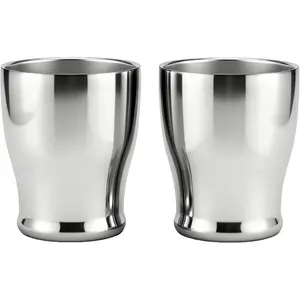 2-Pack Double Wall Vacuum Insulated Stainless Steel Flasks Tumblers, 8.8oz (260ml) Silver Mirror Finish Drinkware - Sweat-Proof, Hot & Cold for Whiskey, Home, Portable Travel Kitchenware