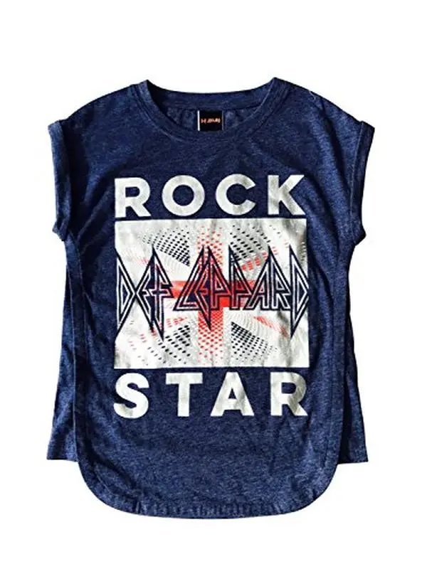 USED-Def Ceppard Rock Star Tee Shirt Navy Size 5