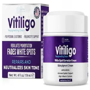 Vitiligo Cream for White Spots (8oz) - Repigmenting Cream with Polypodium Leucotomos and Melanocyte Support - Promotes Even Pigmentation by Aura Dermacare