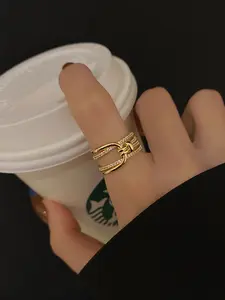 Luxury Copper and Zircon Multi-Layer Knot Ring, 14k Gold Plated Open Ring, Stackable Rings, Hypoallergenic, Fashionable Stackable Jewelry, European Style