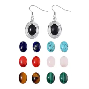 7pcs Interchangeable Multi Gemstone 56.00 ctw Earrings in Stainless Steel Christmas Gifts